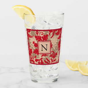 Verre Jolie ferme de campagne rouge Tan Damask
