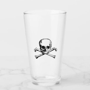 Verre Jolly roger Crâne et os croisés Pirate