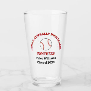 Verre Joueur de baseball rouge personnalisé d'équipe