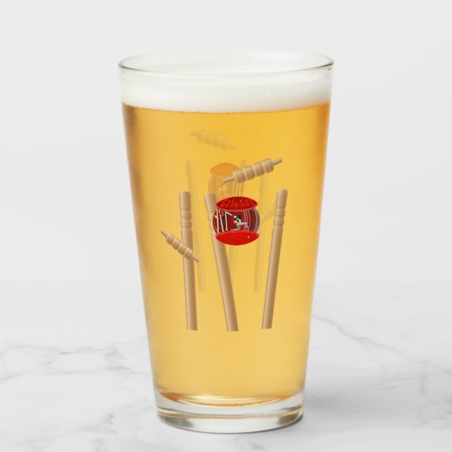 Verre Joueur De Cricket Sur La Balle, (Devant (rempli))