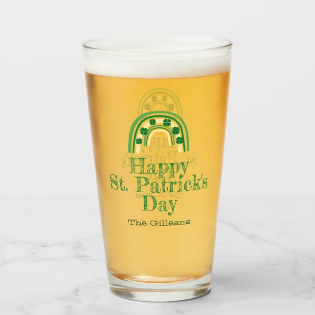 Verre Jour de la Saint Patrick de fer à cheval de Shamro (Devant (rempli))