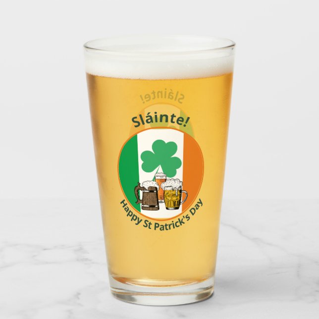 Verre Jour de la Saint Patrick du drapeau irlandais pers (Devant (rempli))