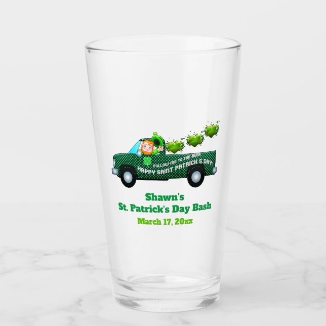 Verre Jour de la Saint Patrick Party Leprechaun Funny bi (Devant)