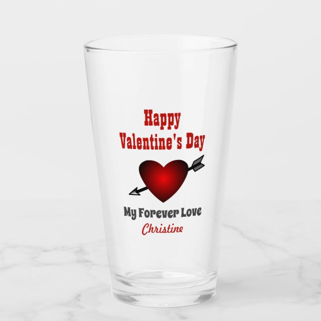 Verre Jour des Valentines Joyeux Amour du Coeur pour tou (Devant)