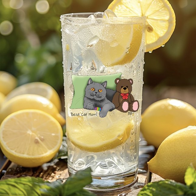 Verre Joyeuse fête des mères Gray Chat (Créateur téléchargé)