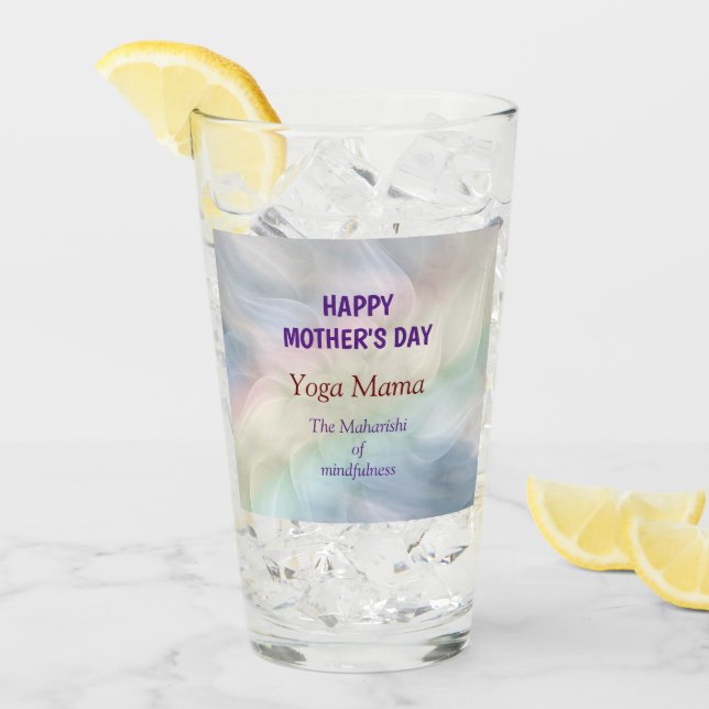 Verre Joyeuse fête des mères Yoga Mama design (Devant glace)