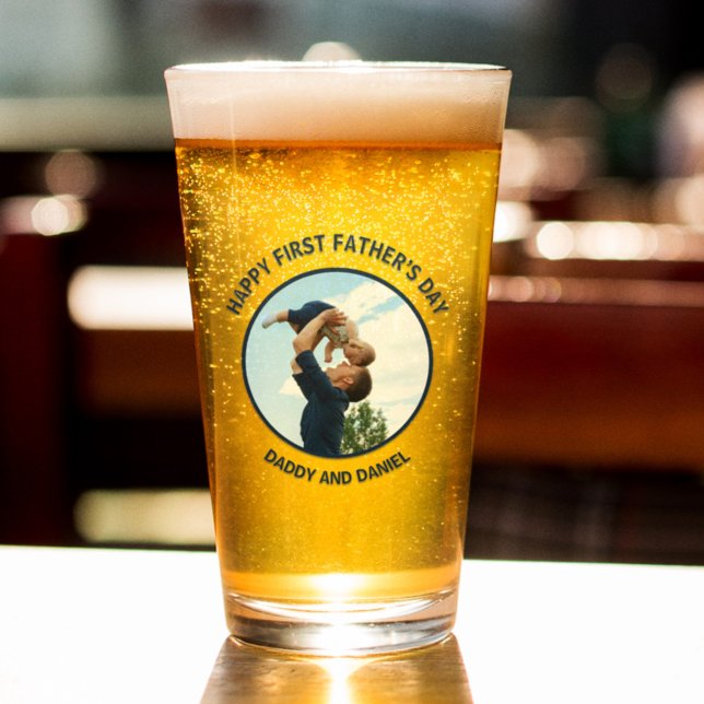 Verre Joyeuse Fête des Premiers Pères Photo & Texte Pers (Créateur téléchargé)