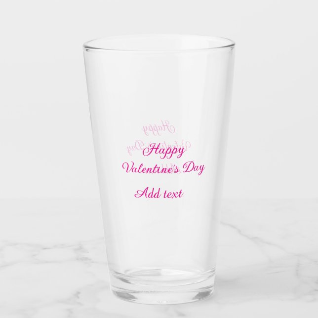 Verre Joyeuse Saint-Valentin texte rose nom message (Devant)
