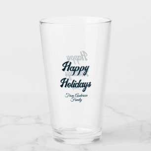 Verre Joyeuses fêtes nom famille cadeaux rétro bohème él