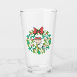 Verre Joyeuses fêtes   Wreath de bonbon de menthe poivré