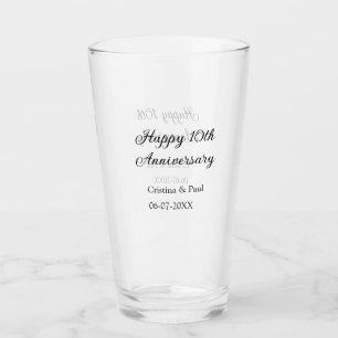 Verre Joyeux 10e anniversaire simple nom de mariage mini