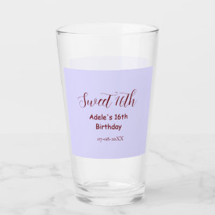 Verre Joyeux 16e anniversaire violet pastel mauve rétro 
