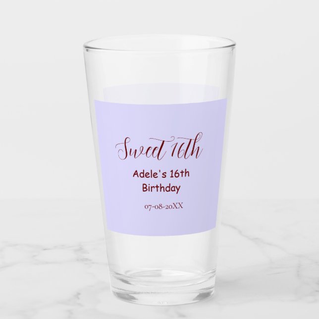 Verre Joyeux 16e anniversaire violet pastel mauve rétro  (Devant)