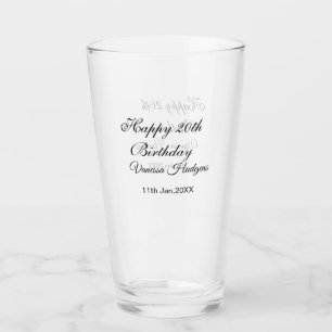 Verre Joyeux 20e anniversaire nom date simple minimal