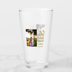 Verre Joyeux 20e anniversaire nom du couple date or
