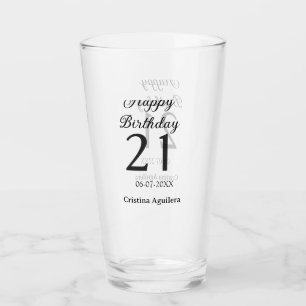 Verre Joyeux 21e anniversaire lettre gras simple nom min