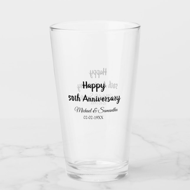 Verre Joyeux 50e anniversaire ajouter nom du couple date (Devant)