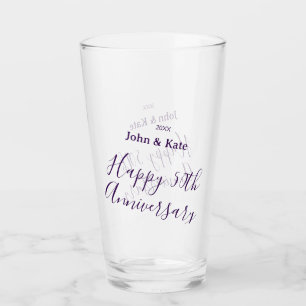 Verre Joyeux 50e anniversaire nom année simple