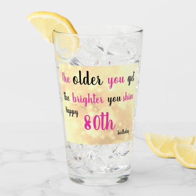 Verre Joyeux 80e anniversaire nom d'ajout personnalisé (Devant glace)