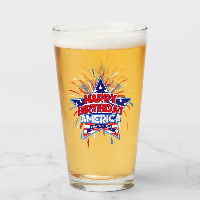 Verre Joyeux anniversaire Amérique 4 juillet Indépendanc (Devant (rempli))