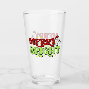 Verre Joyeux et lumineux - Noël rétro Joyeux Joyeux Fête
