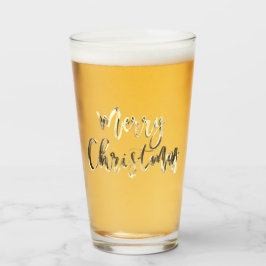 Verre Joyeux Noël Elégant Faux Gold Typographie Chic