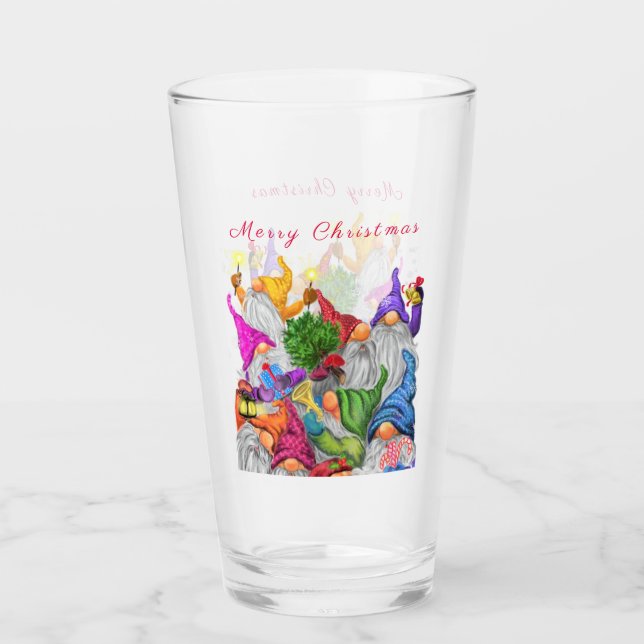 Verre Joyeux Noël Gnome Party Dessin amusant  (Devant)