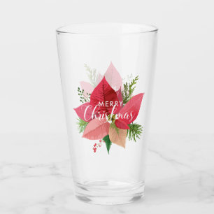 Verre Joyeux Noël Poinsettia et Holly
