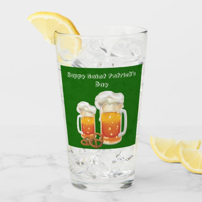 Verre Joyeux Saint Patrick's Day Irish Beer Glass (Devant glace)