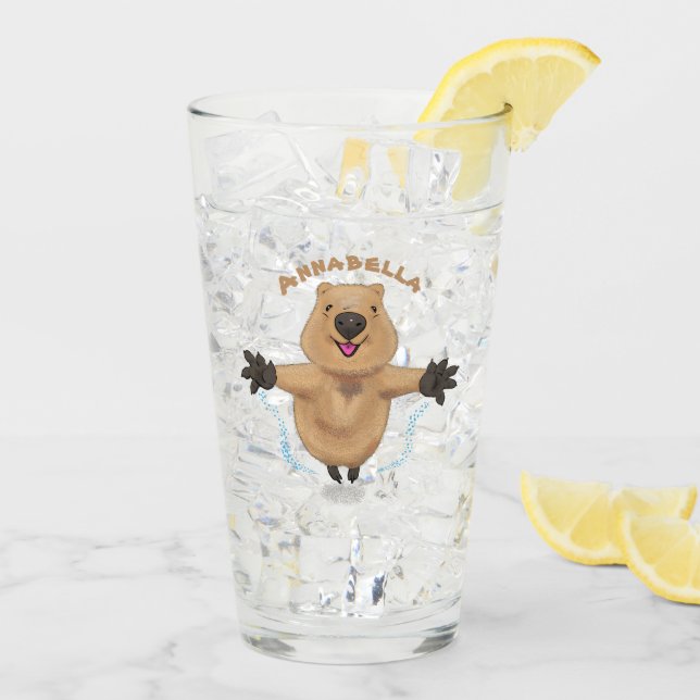Verre Joyeux sauter quokka dessin animé (Dos glace)