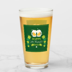 Verre Joyeux St. Patricks Day Bière et Clovers