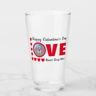 Verre Joyeux Valentines Jour Chien Maman Amour Coeurs Ro