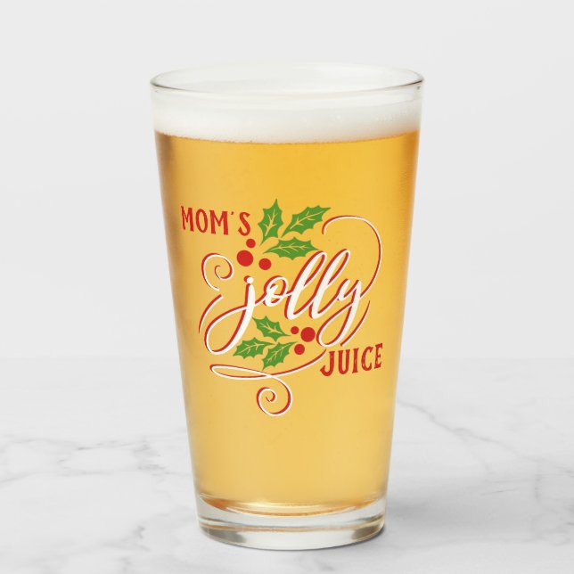Verre Jus Jolly de maman Noël Cheer Bière Glass (Devant (rempli))