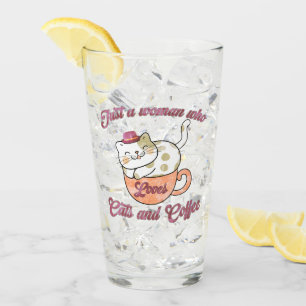Verre Juste une femme qui aime les chats et le café