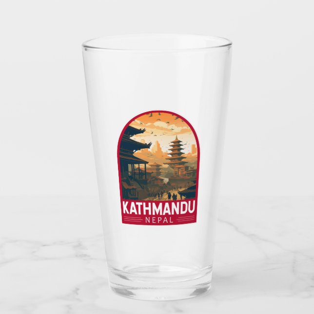 Verre Kathmandu Nepal Travel Art Vintage (Devant)