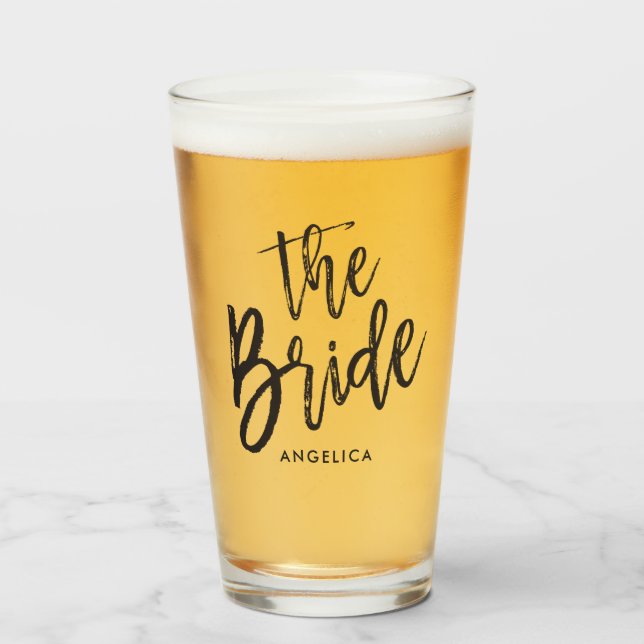 Verre La mariée | Style de script noir (Devant (rempli))