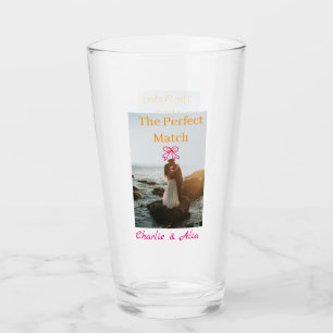 Verre La photo de mariage du couple parfait rétro rose 