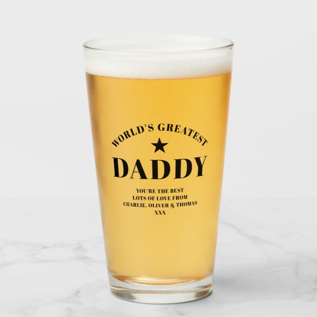 Verre La plus grande pinte noire DADDY du monde (Devant (rempli))