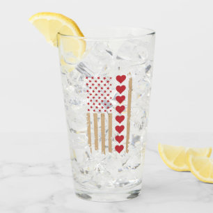 Verre La Saint-Valentin Cœurs Drapeau américain