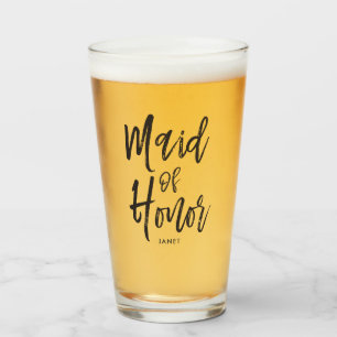 Verre La servante d'honneur   Style de script noir