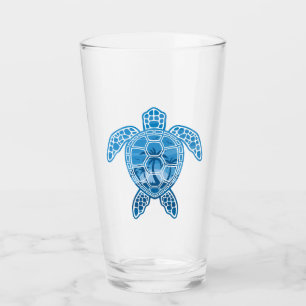 Verre La tortue de mer des îles tropicales en bleu
