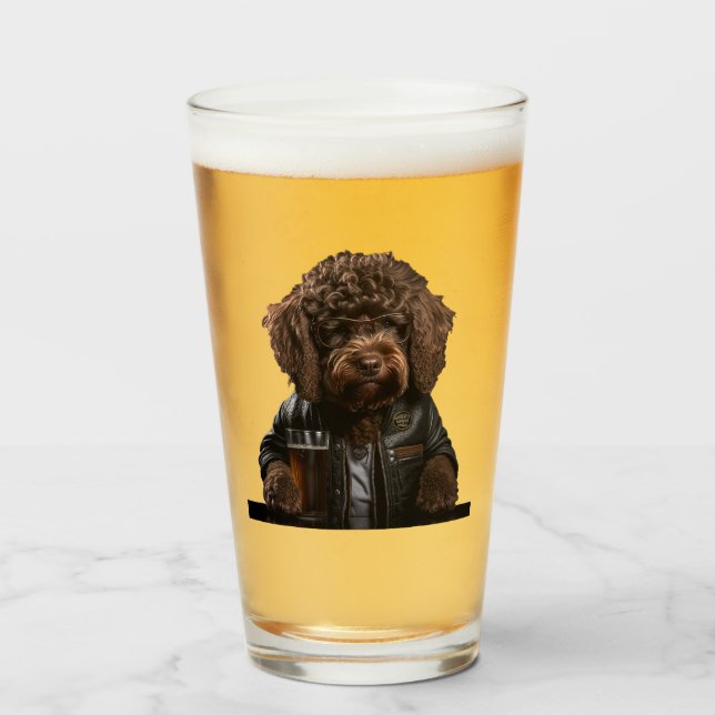 Verre Labradoodle, doré, bernedoodle drôle cadeau (Devant (rempli))