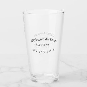 Verre Lake house et. Date année coordonnées personnalisé