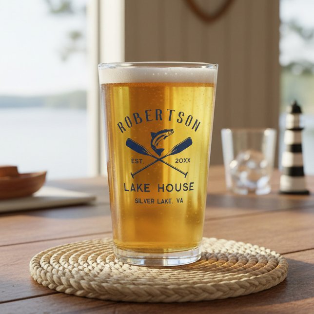 Verre Lake House Nom de famille Oars croisés Poisson (Créateur téléchargé)