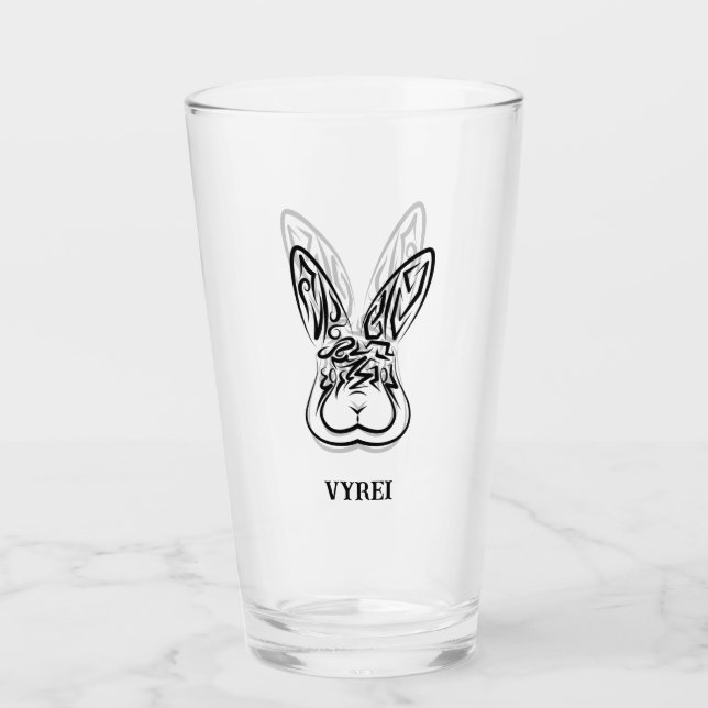 Verre Lapin tribal noir et blanc (Devant)