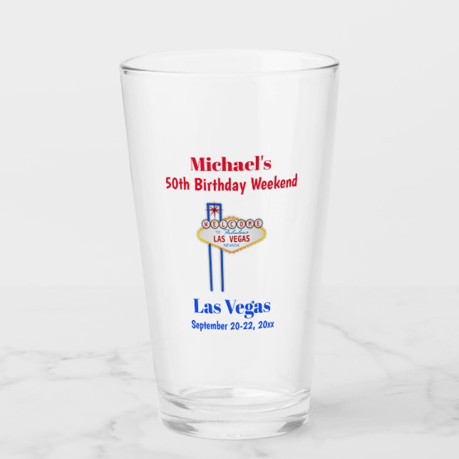 Verre Las Vegas Anniversaire Fête Voyage Bière Pint (Devant)