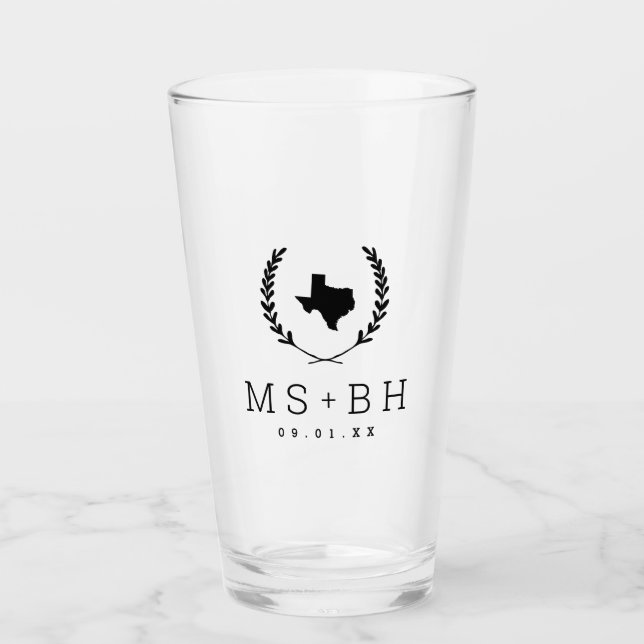 Verre Laurel Crest Texas Mariage Monogramme (Devant)