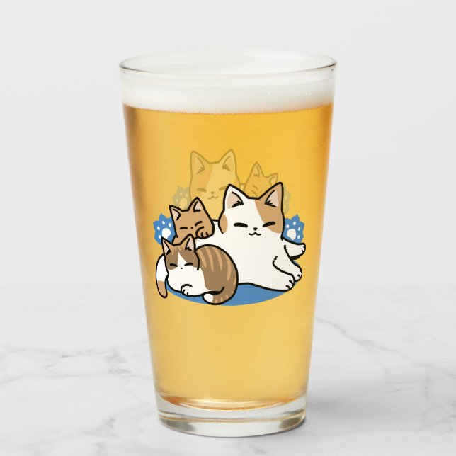 Verre Laze Furr Days - Cute Lazy Cats Design (Devant (rempli))