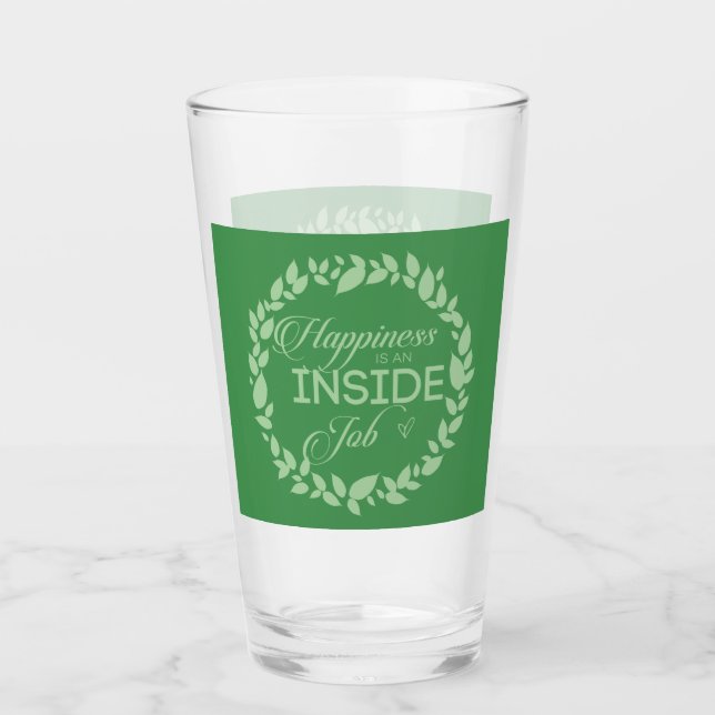 Verre Le Bonheur Est Une Guirlande Verte À L'Intérieur D (Devant)