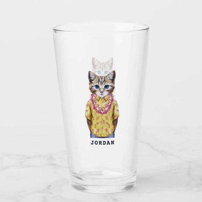 Verre Le chat hawaïen de Kitty | ajoutent votre nom (Devant)